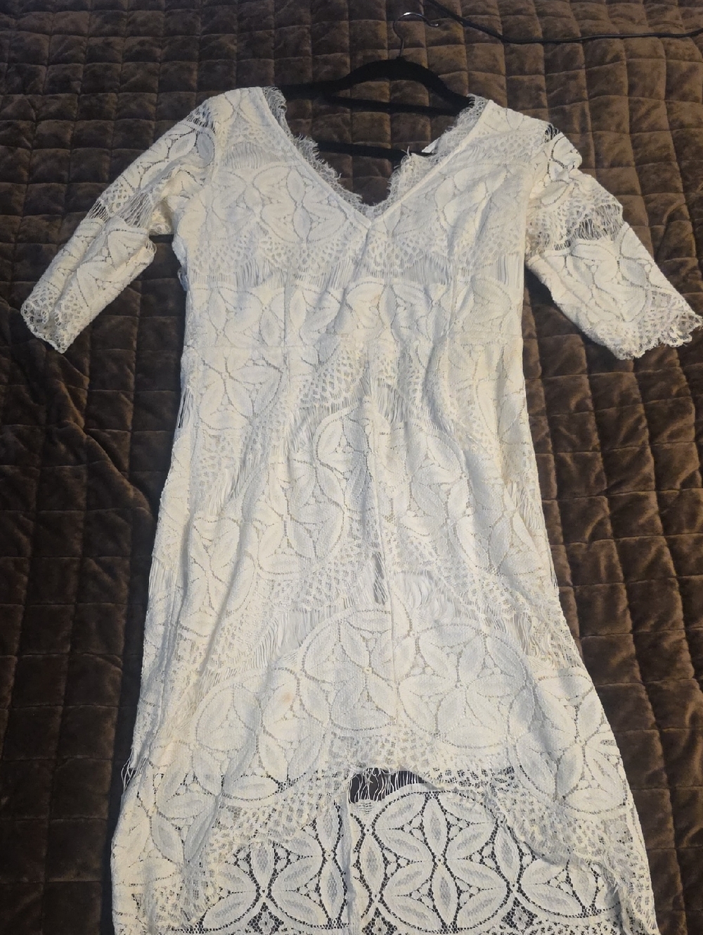 White Lace V-Neck Women’s Dress